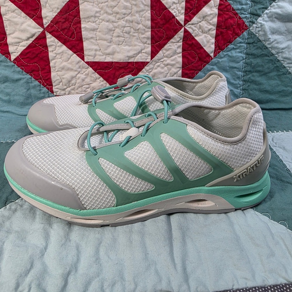 XTRATUF Women Spindrift Deck Shoe White Mint Green Fishing Sneaker Size 9